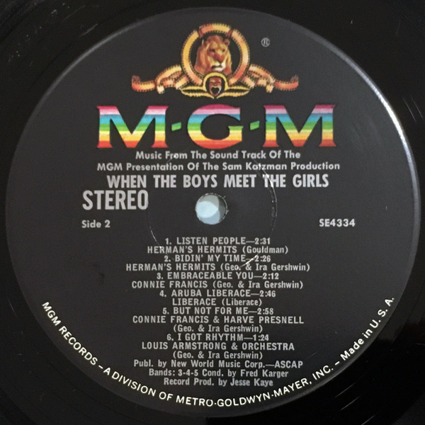 Various - When The Boys Meet The Girls - The Original Sound Track Recording (LP, Album, MGM)