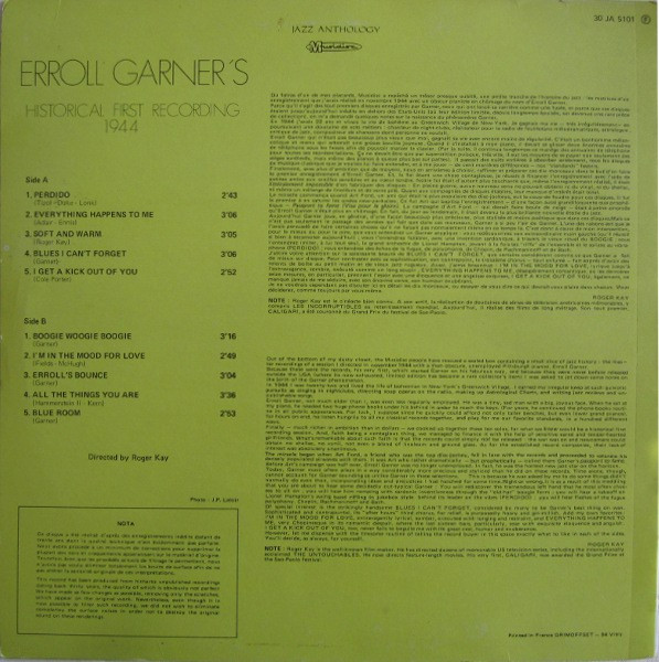 Erroll Garner - Historical First Recording 1944 (LP, RE)
