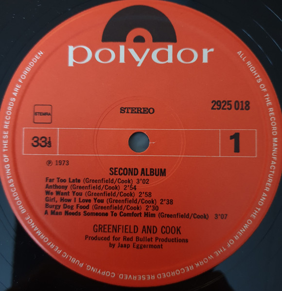Greenfield And Cook* - Second Album (LP, Album)