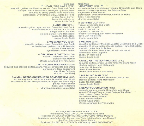 Greenfield And Cook* - Second Album (LP, Album)