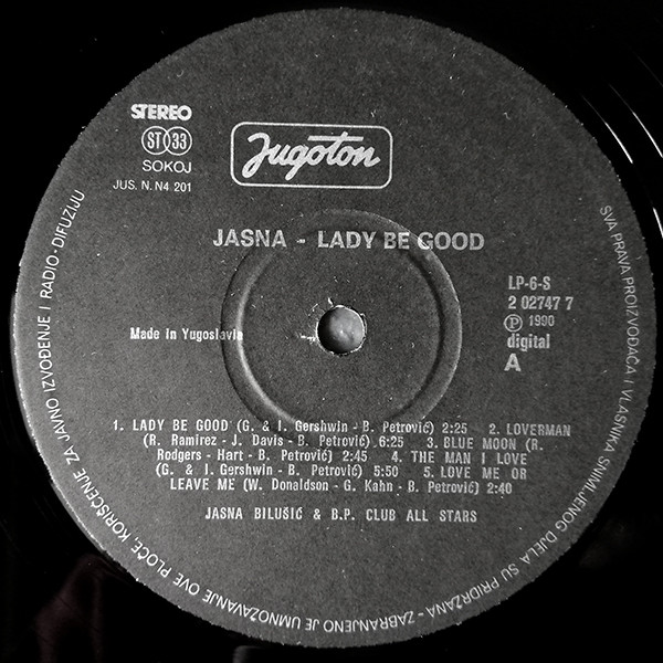 Jasna Bilušić & B.P. Club All Stars - Lady Be Good (LP, Album)