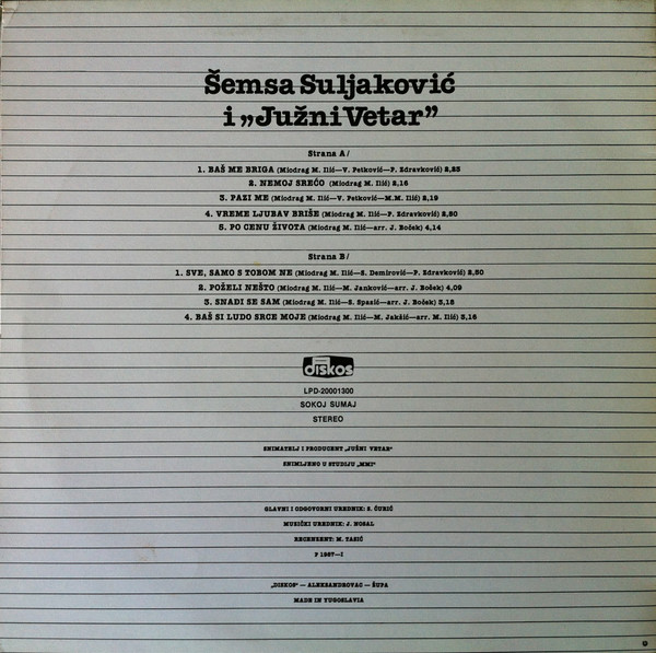 Šemsa* I Južni Vetar - Baš Me Briga (LP, Album)