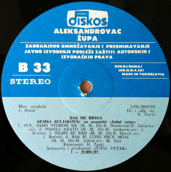 Šemsa* I Južni Vetar - Baš Me Briga (LP, Album)