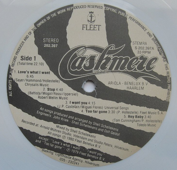 Cashmere - Cashmere (LP, Album, Whi)