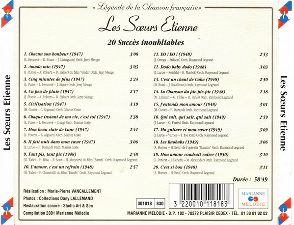 Les Sœurs Étienne - C'est Si Bon (20 Succès Inoubliables) (CD, Comp)