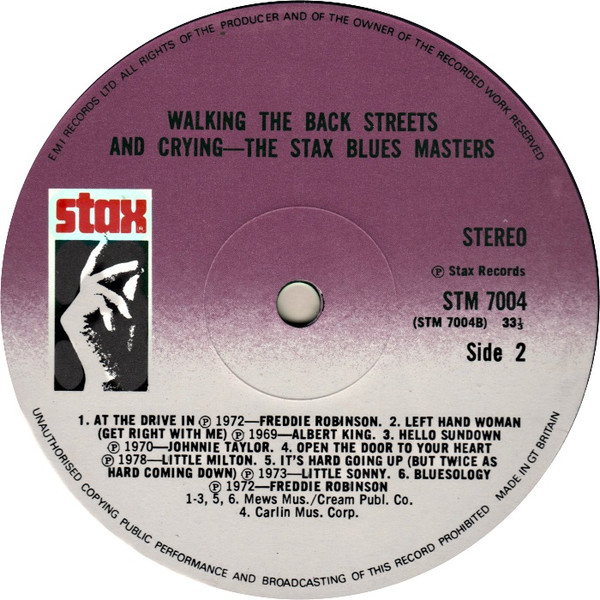 Various - Walking The Back Streets And Crying - The Stax Blues Masters (LP, Album, Comp, Mono)