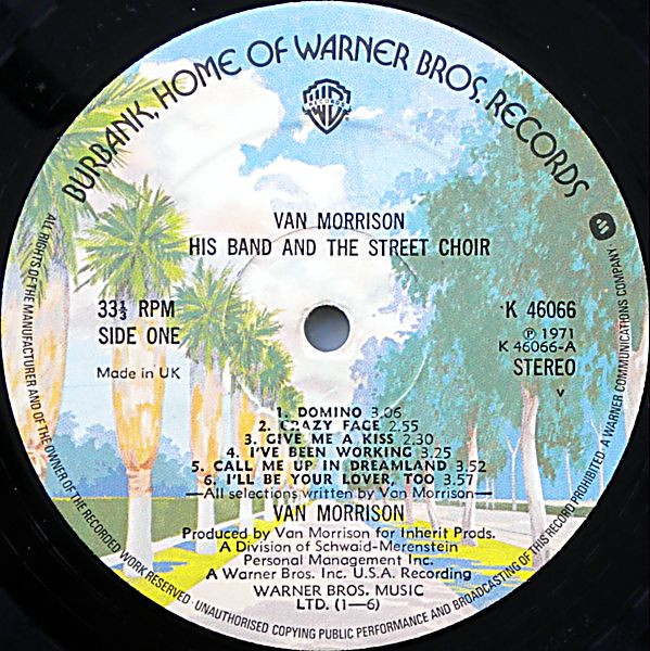 Van Morrison - His Band And The Street Choir (LP, Album, RE, Gat)