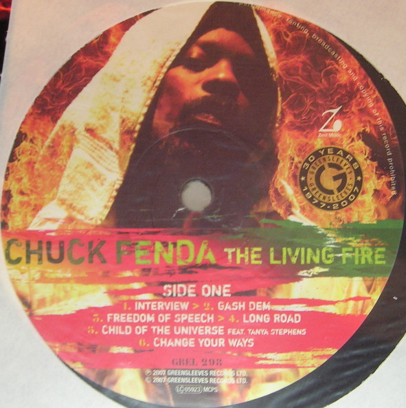 Chuck Fenda* - The Living Fire (LP, Album, Ltd)