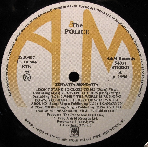 The Police - Zenyatta Mondatta (LP, Album)