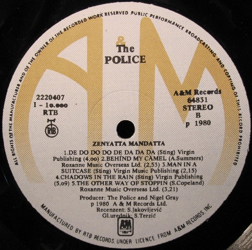 The Police - Zenyatta Mondatta (LP, Album)