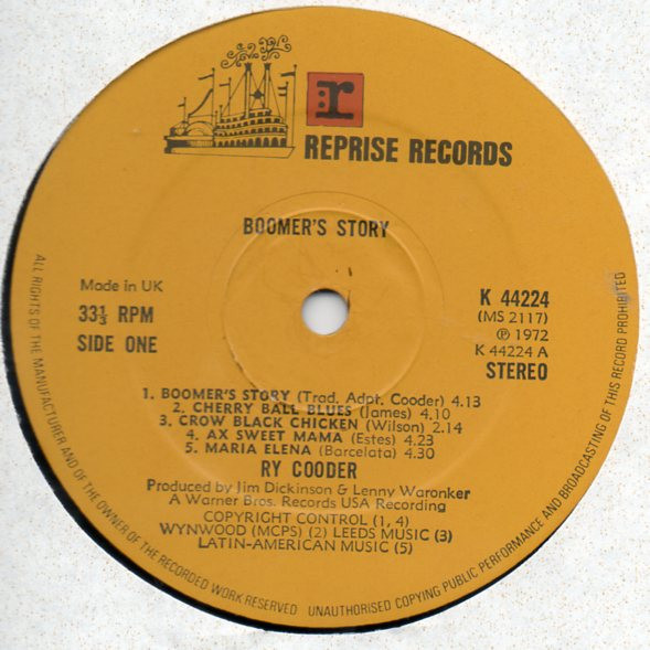 Ry Cooder - Boomer's Story (LP, Album)