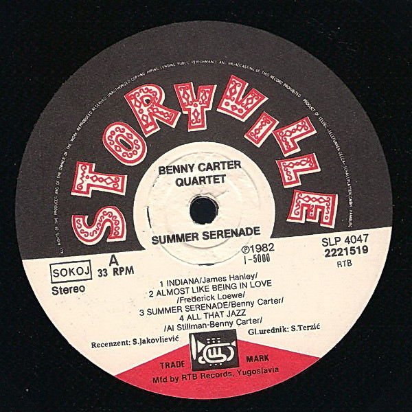 Benny Carter Quartet* - Summer Serenade (LP, Album)