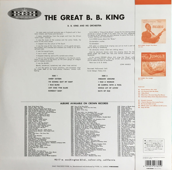 B. B. King And His Orchestra* - The Great B. B. King (LP, Album, Ltd, RE, 180)