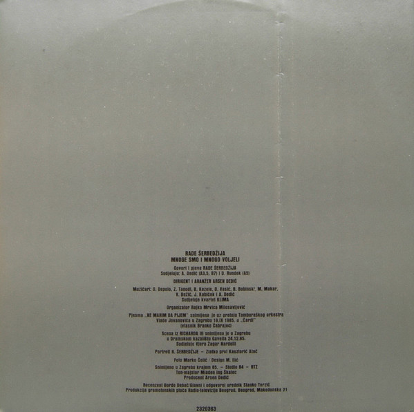 Rade Šerbedžija - Mnoge Smo I Mnogo Voljeli (LP, Album)