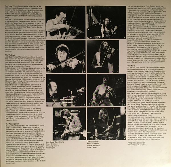 Don 'Sugar Cane' Harris*, Jean-Luc Ponty, Nipso Brantner, Michal Urbaniak* - New Violin Summit (2xLP, Album)