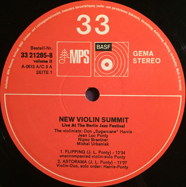 Don 'Sugar Cane' Harris*, Jean-Luc Ponty, Nipso Brantner, Michal Urbaniak* - New Violin Summit (2xLP, Album)