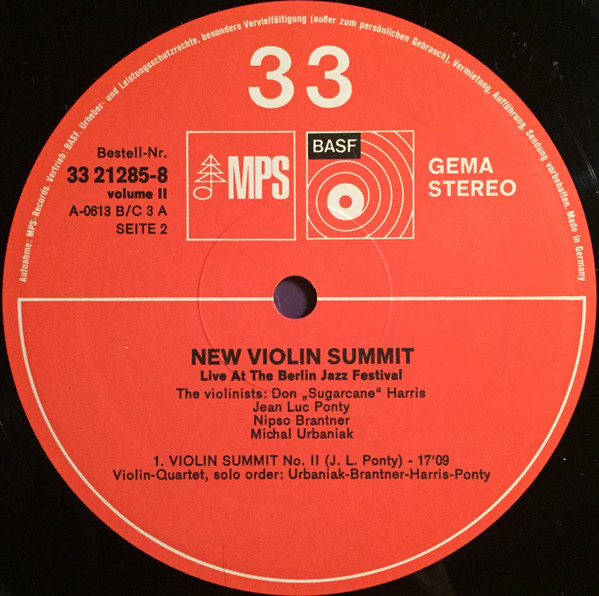 Don 'Sugar Cane' Harris*, Jean-Luc Ponty, Nipso Brantner, Michal Urbaniak* - New Violin Summit (2xLP, Album)
