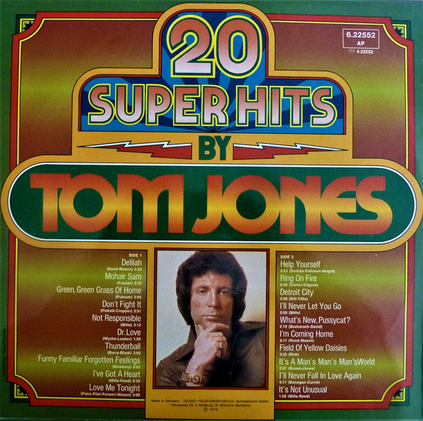 Tom Jones - 20 Super Hits By Tom Jones (LP, Comp)