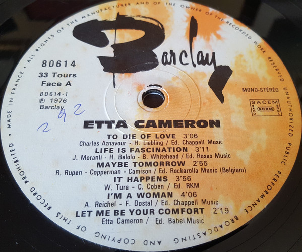 Etta Cameron - I'm A Woman (LP, Album)
