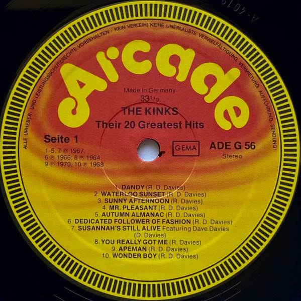 The Kinks - Their 20 Greatest Hits (LP, Comp)