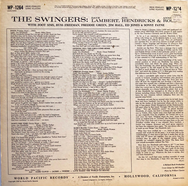 Lambert, Hendricks & Ross With Zoot Sims - The Swingers! (LP, Album, Mono)