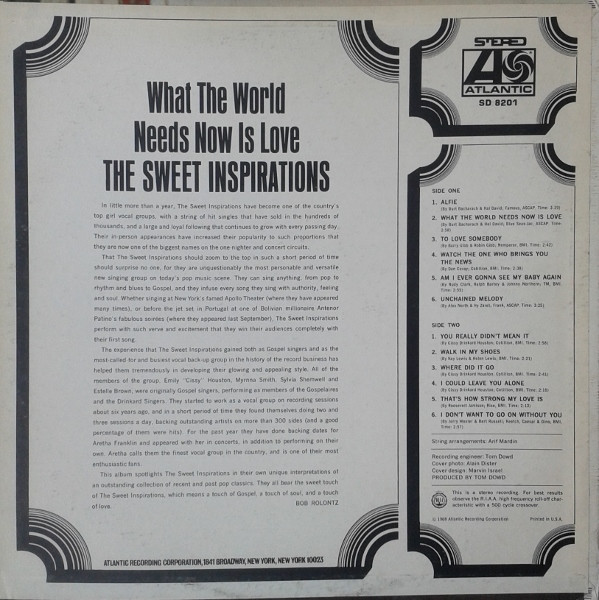 The Sweet Inspirations - What The World Needs Now Is Love (LP, Album, Pre)