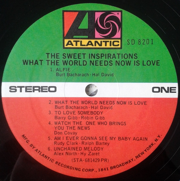 The Sweet Inspirations - What The World Needs Now Is Love (LP, Album, Pre)
