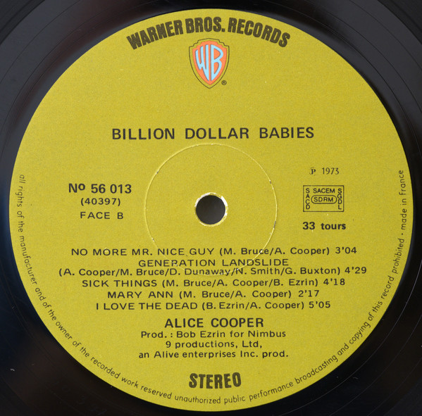 Alice Cooper - Billion Dollar Babies (LP, Album, Gat)