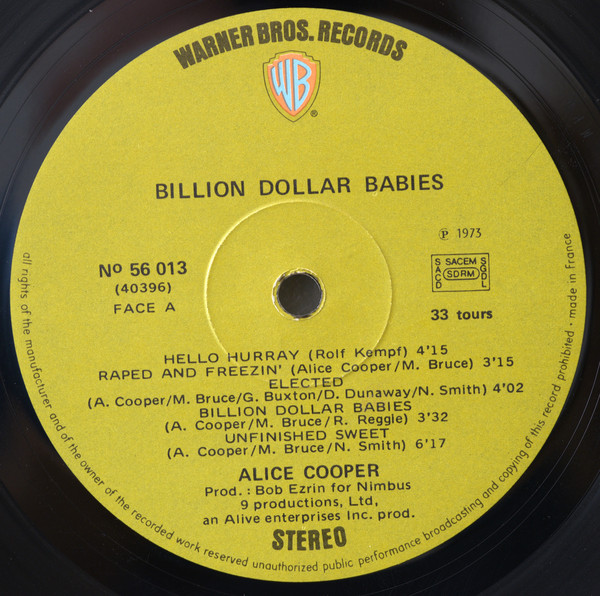 Alice Cooper - Billion Dollar Babies (LP, Album, Gat)