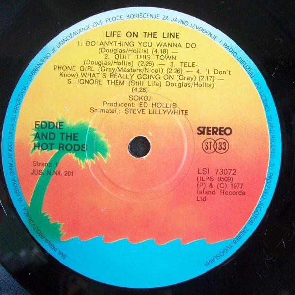 Eddie And The Hot Rods - Life On The Line (LP, Album, Gat)