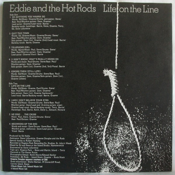 Eddie And The Hot Rods - Life On The Line (LP, Album, Gat)