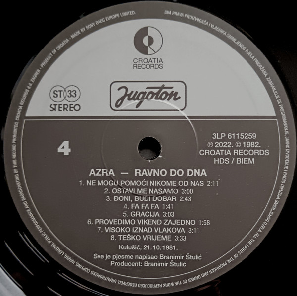 Azra (3) - Ravno Do Dna (3xLP, Album, RE, RM, 180)