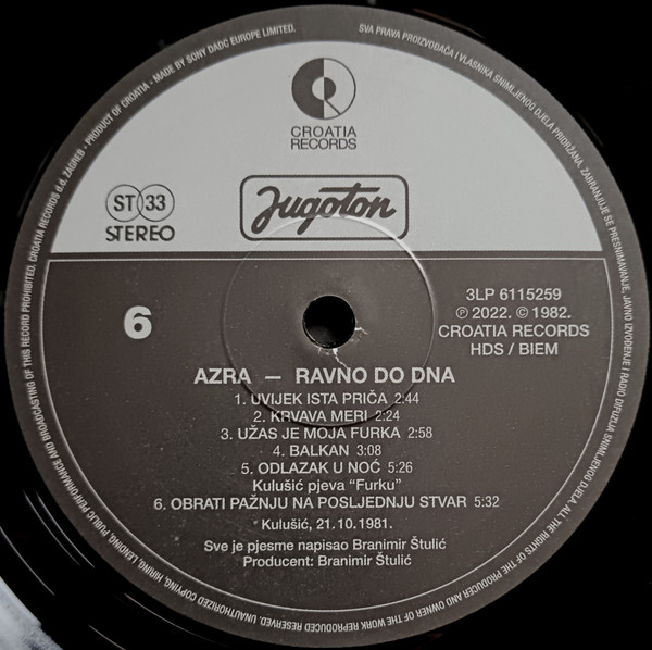 Azra (3) - Ravno Do Dna (3xLP, Album, RE, RM, 180)