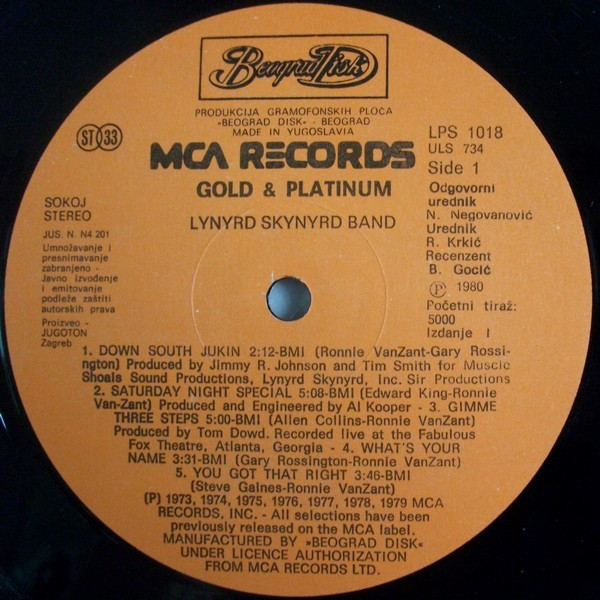 Lynyrd Skynyrd Band* - Gold & Platinum (2xLP, Comp)