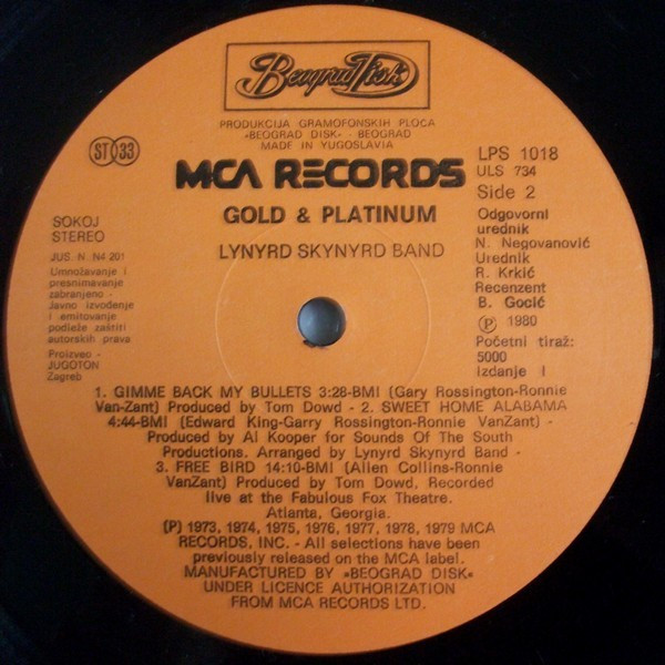 Lynyrd Skynyrd Band* - Gold & Platinum (2xLP, Comp)
