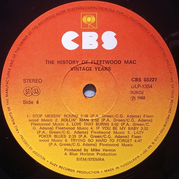 Fleetwood Mac - The History Of Fleetwood Mac - Vintage Years (2xLP, Comp, RP)