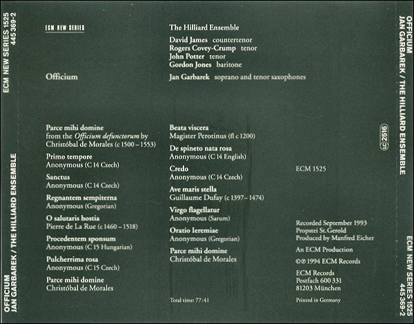 Jan Garbarek / The Hilliard Ensemble - Officium (CD, Album, RE, Sli)