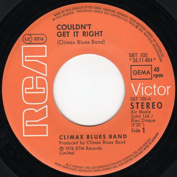 Climax Blues Band - Couldn't Get It Right (7