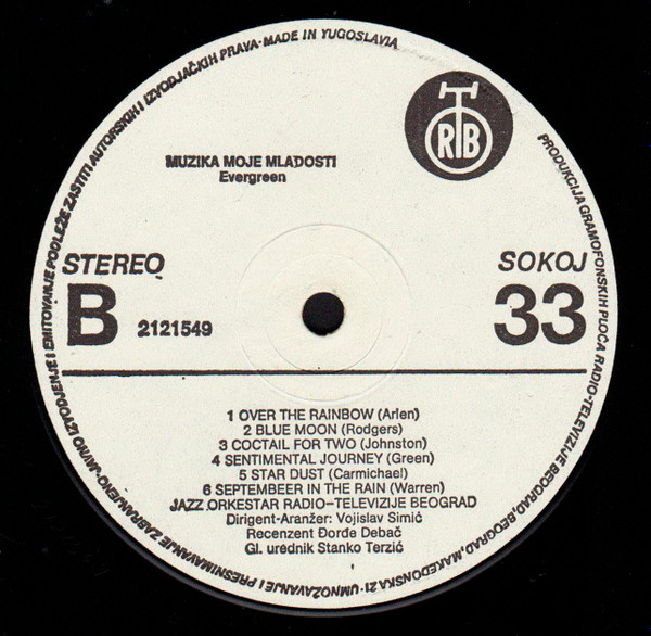 Jazz Orkestar Radio-Televizije Beograd - Muzika Moje Mladosti Evergreen (LP, Album)