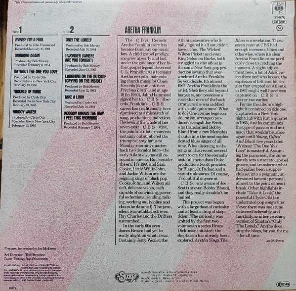 Aretha Franklin - Aretha Sings The Blues (LP, Comp)
