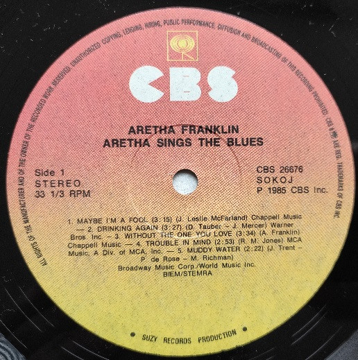 Aretha Franklin - Aretha Sings The Blues (LP, Comp)