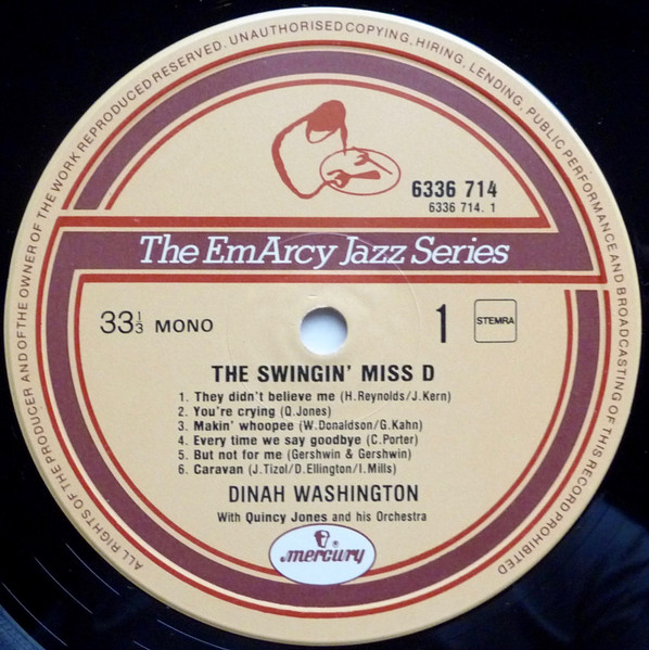 Dinah Washington & Quincy Jones And His Orchestra - The Swingin' Miss 