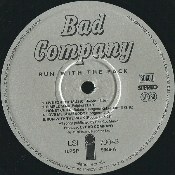 Bad Company (3) - Run With The Pack (LP, Album)