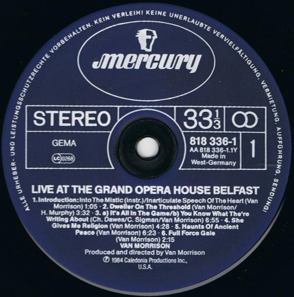 Van Morrison - Live At The Grand Opera House Belfast (LP, Album)