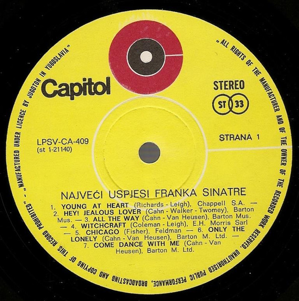 Frank Sinatra - Najveći Uspjesi Franka Sinatre (LP, Comp)
