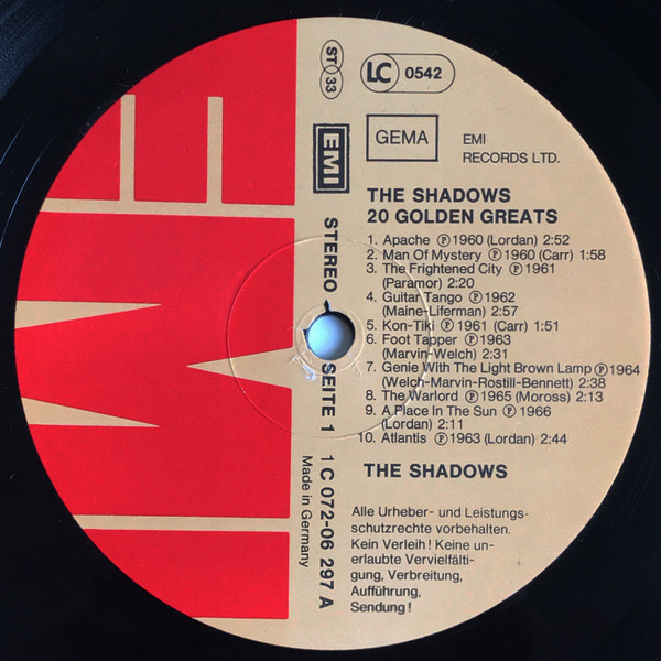 The Shadows - 20 Golden Greats (LP, Comp)