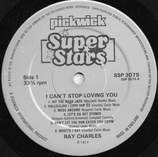 Ray Charles - I Can't Stop Loving You (LP, Comp)