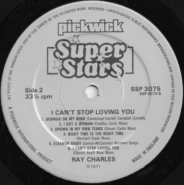Ray Charles - I Can't Stop Loving You (LP, Comp)