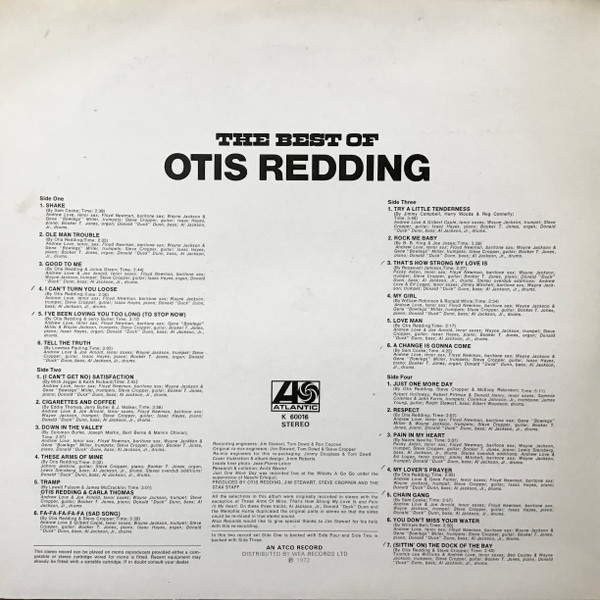 Otis Redding - The Best Of Otis Redding (2xLP, Comp)