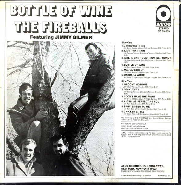 The Fireballs Featuring Jimmy Gilmer - Bottle Of Wine (LP, Album, CT)